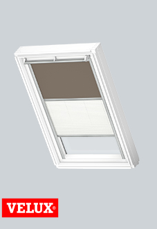 Duo Blind (Blackout), 4574 Warm Grey & 1016 White - VELUX Loft Blind